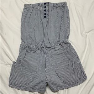 Pinstripe Shorts Romper